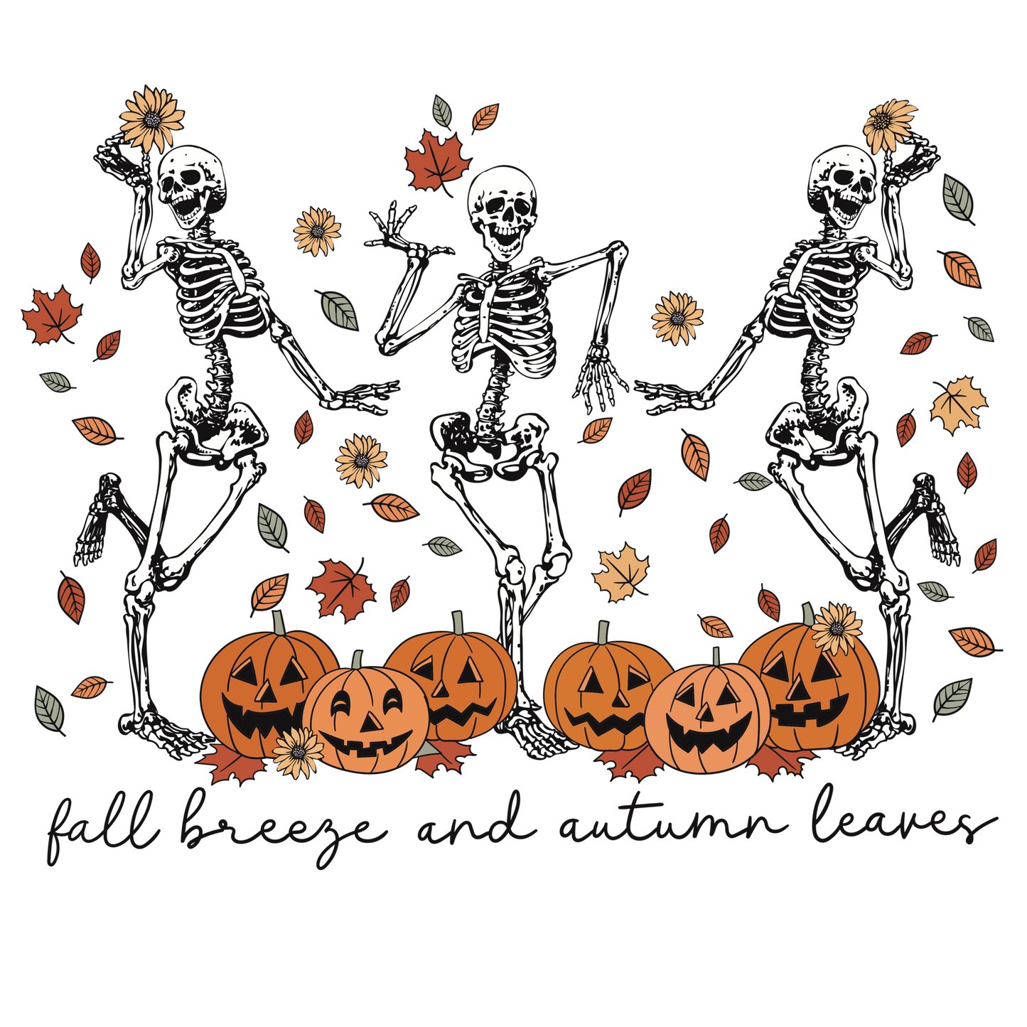 Fall Breeze Autumn Leaves Skeletons Tee/Sweater